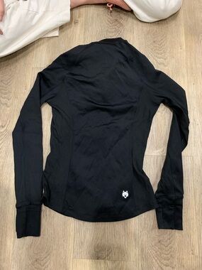 Black Performance Long-Sleeve Hoodie with Husky Logo